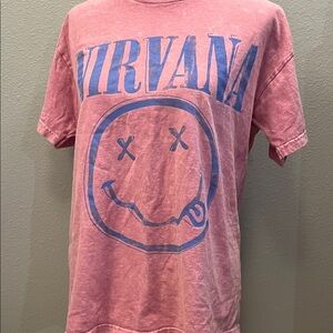 NIRVANA Pink and Blue Short Sleeve Tee